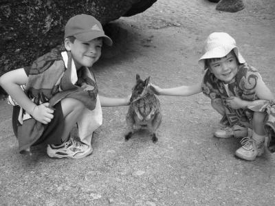David, Elise and a wallaby